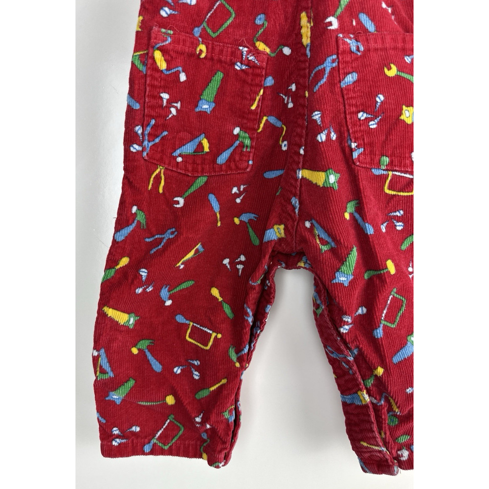Vintage OshKosh B'Gosh Bib Overalls Red Corduroy Toolbox Tools USA Made 18 Month - Picture 4 of 16